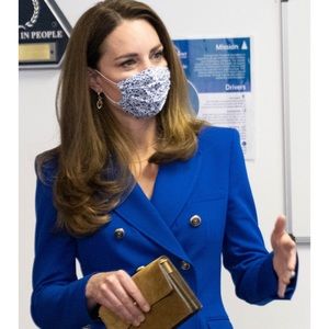 ASO Duchess of Cambridge Kate Middleton Zara Double Breasted Cobalt Blue Blazer